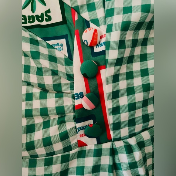 Unique Vintage Green & White Vegetable Gingham Romper, 1x, NWT! - Picture 13 of 15